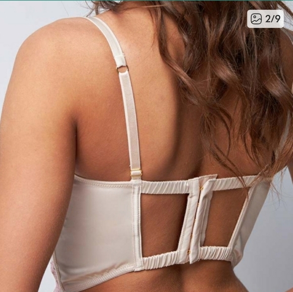 Victoria's Secret Dream Angels Unlined Balconette Lace Bustier Cream/Pink 36DD - Picture 2 of 15